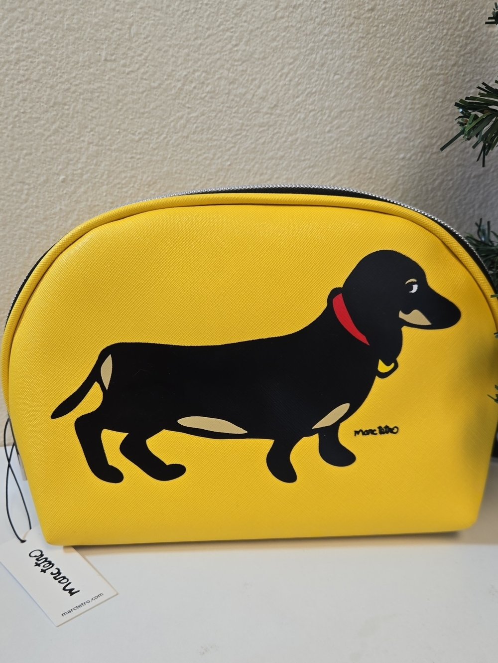 NEW Marc Tetro Yellow Dachshund Travel Pouch